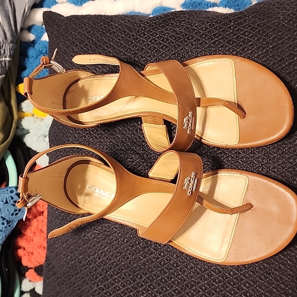 Size 7 Coach tan leather sandal
